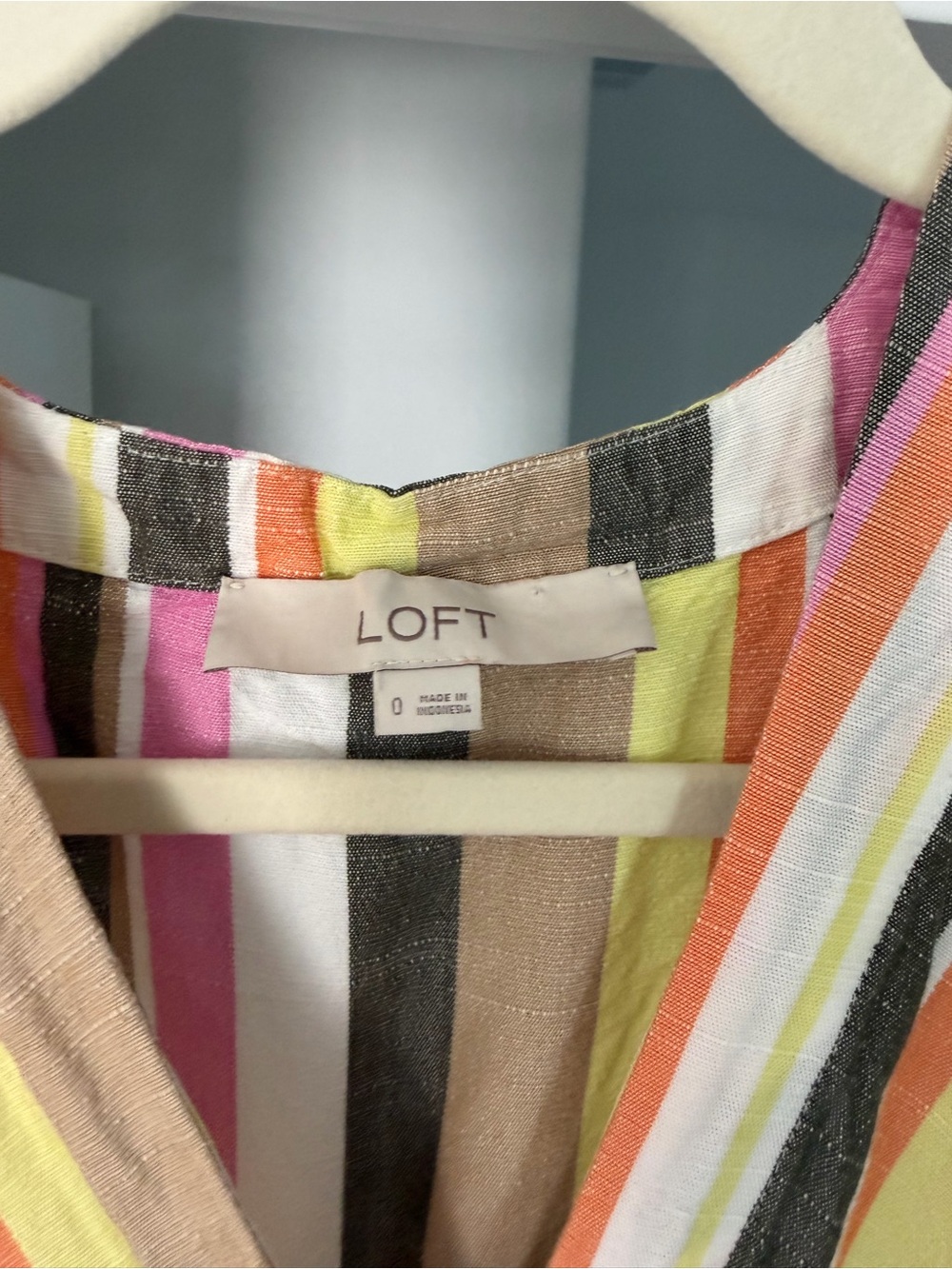 LOFT Striped Midi Dress in Pink, Yellow, Brown, White - Picture 3 of 3
